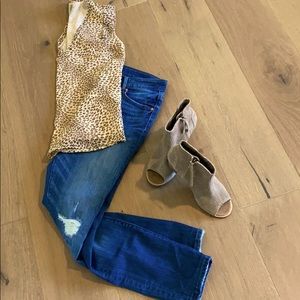 TOMS Majorca perforated peep toe booties